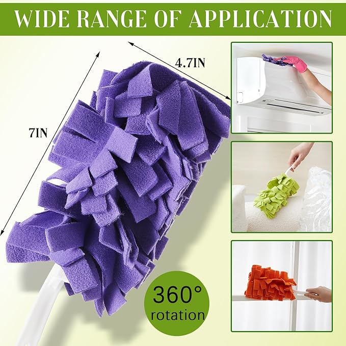 12 Pcs 5 Layer Fleece Duster Refills Reusable Dusters Refills Washable Hand Cleaning Pads for Cleaning Ceiling Fan Hardwoods Window Kitchen Floor, 4. 7 x 7 Inch (6 Mixed Colors)
