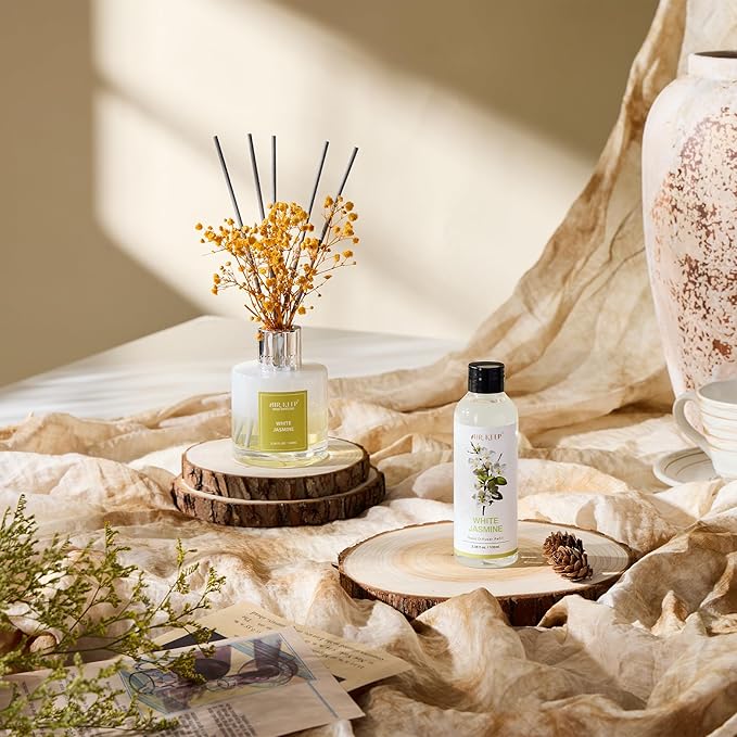 Airkeep Reed Diffuser Oil Refill/White Jasmine/3.38oz（100ml/1 Pack/Scented Oil Refill for Reed Diffuser Home Fragrance for Bedroom, Bathroom Office Home Decor