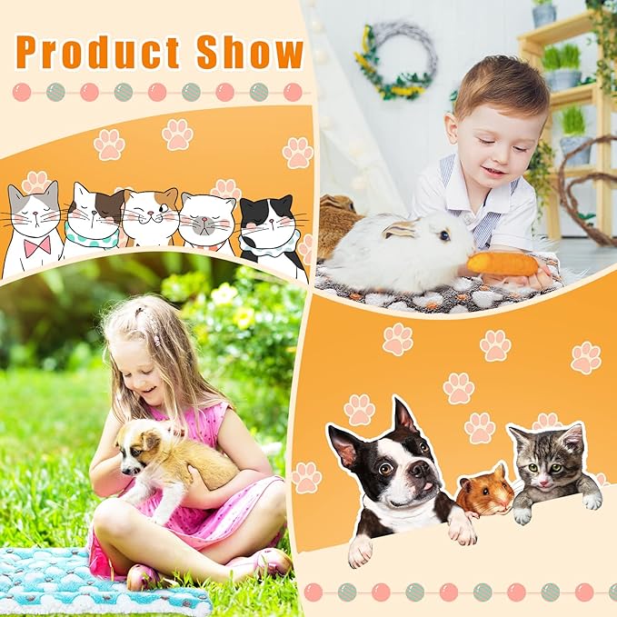 4-Piece Rabbit Bunny Bed - 13 x 19 Inch Guinea Pig Bed Mats - Plush Bunny Pad Mats for Small Animals, Dogs, Cats, Hamsters - Heart Pattern