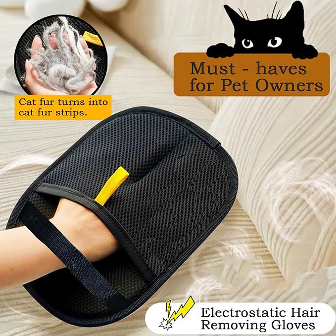 New Upgraded pet Care Gloves, cat and Dog Hair Care, pet Hair Removal Gloves, pet Hair Static Gloves, Quick Grooming, Reusable