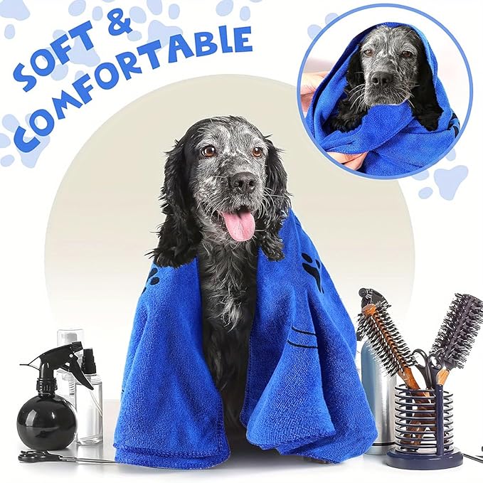 Dog Towels for Drying Dogs,Microfiber Pet Grooming Towel Quick Drying Bathing Supplies Bathing Shower BeachTowel for Dogs Cats and Other Pets,Blue 1-Pack