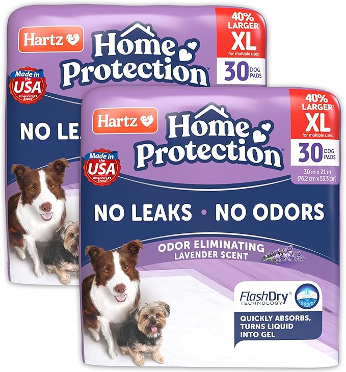 Hartz Home Protection Lavender Scented Dog Pads, XL 60 Count, Super Absorbent & Won't Leak, Odor Eliminating