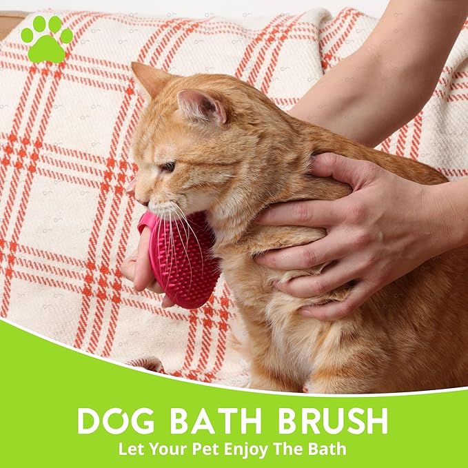 Silicone Dog Bath Brush – Soft Pet Scrubber for Bathing & Grooming – Shampoo Brush for Dogs, Cats & Puppies – Adjustable Strap – Choose from 5 Colors (Green)