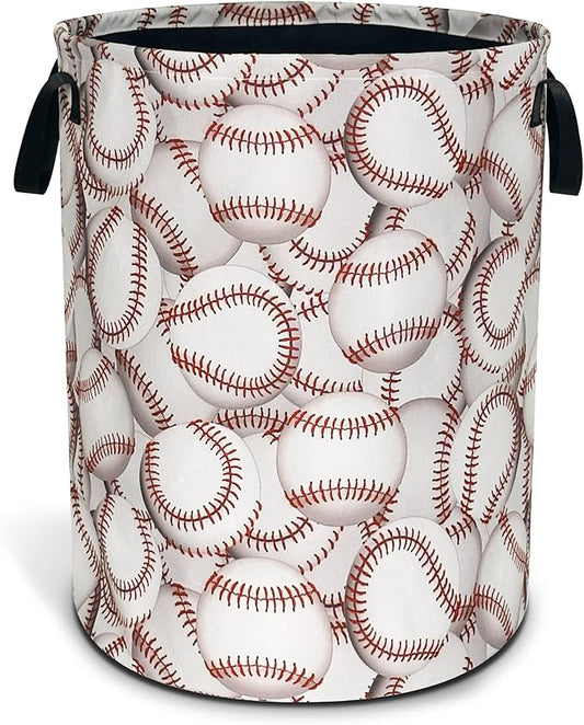 Baseball Laundry Basket Ball Oxford Cloth Laundry Hamper With Handle Foldable Portable Clothes Storage Basket 18.9 X 16.5 In Storage Bag For Laundry Room/Bathroom/Bedroom/Dormitories