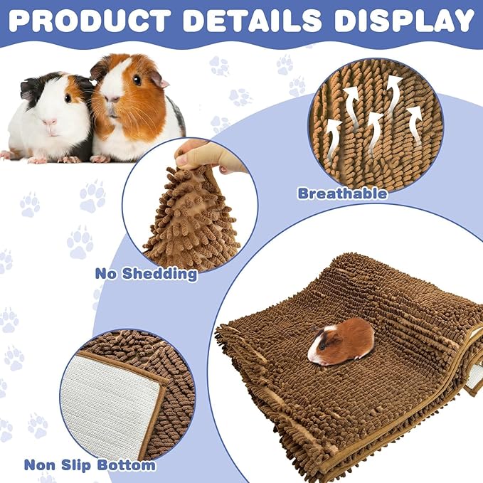 PINVNBY Guinea Pig Cage Liner Washable Guinea Pig Fleece Cage Liners Reusable & Non-Slip Guinea Pig Pee Pads Small Animal Cage Accessories for Bunny Rabbit Hamster Rat Ferret (Brown, 47" x 31")