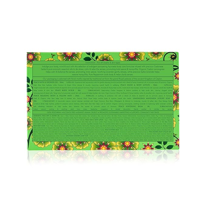 SPA CEYLON PEACE Home Spa Set Ayurvedic Pampering Kit | Calming and Relaxing the Senses | Ayurveda | Spa Gifts | Body Gifts Set