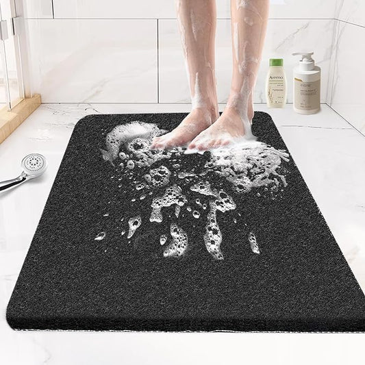 Joyhalo Shower Mats for Showers Anti Slip for Elderly, 24'' x 17'' Non Slip Bath Mat for Inside Shower, Bath Tub Mats for Bathroom Non Slip for Shower, PVC Loofah Bathroom Mats, Black