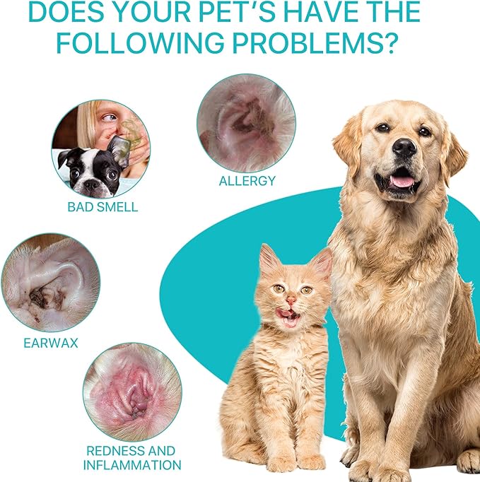 ALIVO Dog Ear Cleaner, Ear Cleaning Powder for Dogs & Cats Ear Infection, Pet Ear Powder Supports Dog Ear Infection Relief, Soothes Itchy Ears & Relieve Scratching, Dog Ear Care Cleaning Powder - 30g