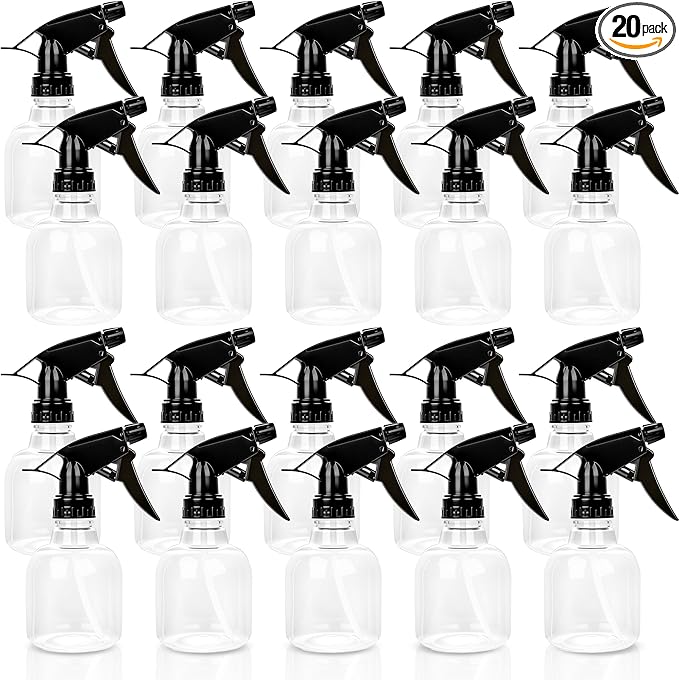 20 Pcs Empty Plastic Spray Bottle 8 OZ Reusable Clear Liquid Container with Trigger Sprayers for Water Perfume Cleaning Fluid Plants Kitchen Toilet Pet (Color Set 1)
