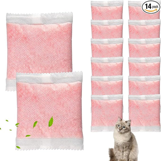 14 Pack Cat Litter Box Odor Eliminator Refills - Compatible with Whisker OdorTrap Pods, Fits Litter Robot 4 Filter Pockets & Litter Robot 3 Waste Drawers