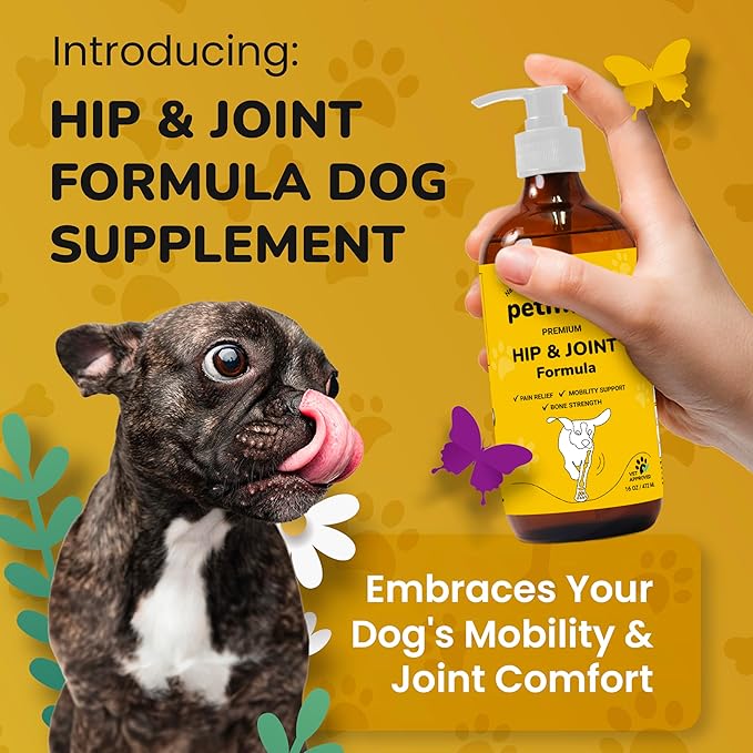 Hip and Joint Supplement for Dogs - Glucosamine Chondroitin for Dogs - Extend Joint Care, Flexibility Support & Bone Strength - With MSM, Hyaluronic Acid, Vitamin B12, B6, B1 & More - 16 Fl Oz