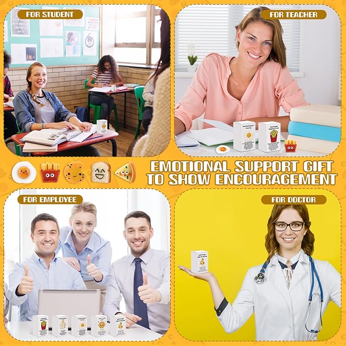 25 Set Employee Appreciation Gifts Bulk Coworkers Thank You Desk Pets Holiday Small Cute Emotional Support Resin Ornaments Card Box for Women Men Adults Office (Toast)