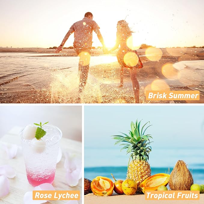 ESSLUX Summer Fragrance Oil Set, Soap Candle Making Scents, Essential Oils for Diffusers for Home, 6x10ml, Brisk Summer, Ocean Breeze, Tropical Fruits and More