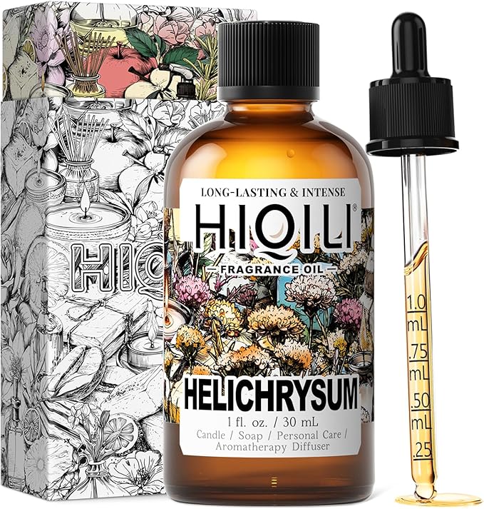HIQILI Helichrysum Fragrance Oil for Home Diffuser, Floral Scents for Candle, Soap and Perfume Making, Blend to Body Lotion & Moisturizer - 1 Fl Oz