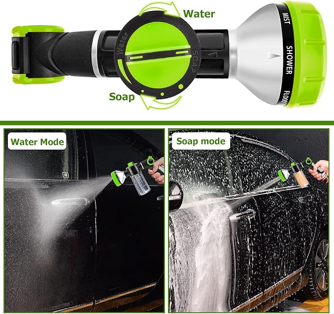 Upgrade Dog Washing Hose Attachment, Dog Shower Attachment with Soap Dispenser, Dog Shampoo Hose Attachment with Pet Bath Brush Car Wash Mitt & Dog Comb for Showering Pet (Hose Not Include)