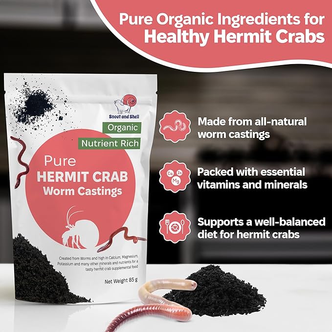 Hermit Crab Supplement Bundle – Greensand, Oyster Shell Powder and Worm Castings – Molting Support, Natural Calcium, Minerals and Protein – Auto Feeder Friendly, USA Sourced, Organic, Non-GMO