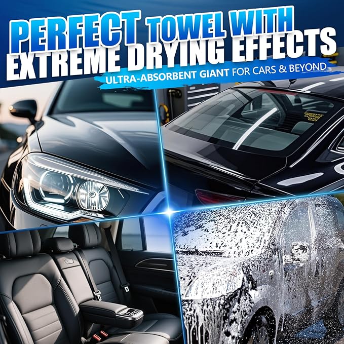 Airlab Car Drying Towel Microfiber Towels for Cars 1200 GSM Wash Auto Detailing Supplies Twist Pile Cleaning Cloth Absorbent Quick Dry Soft Loop Dry Flash Towel, 24 x 16 Inch, Pack of 1, Grey