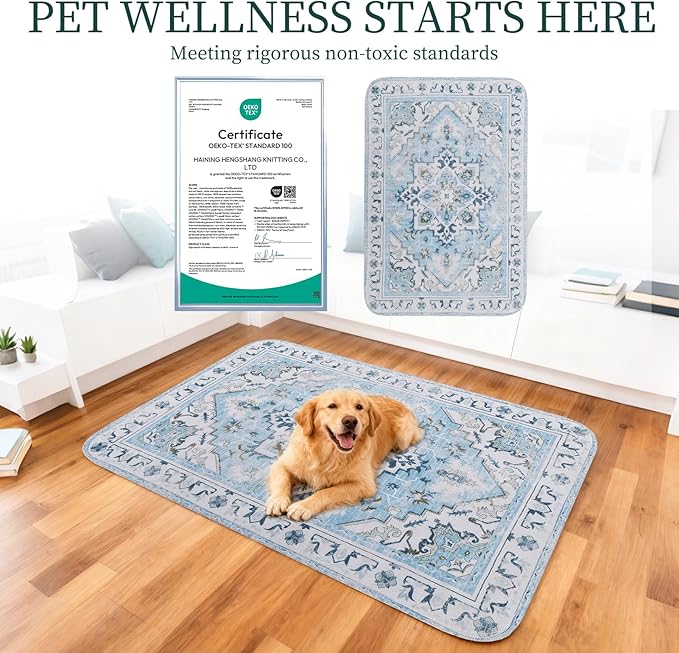 Homimp Washable Pee Pads for Dogs,2 Pack Reusable Puppy Pads Waterproof,Absorbent and Leakproof Dog Pee Pads,Non Slip Puppy Training Pads, Pet Mat for Floor, Crate, Couch, Whelping,Blue, 36"x36"