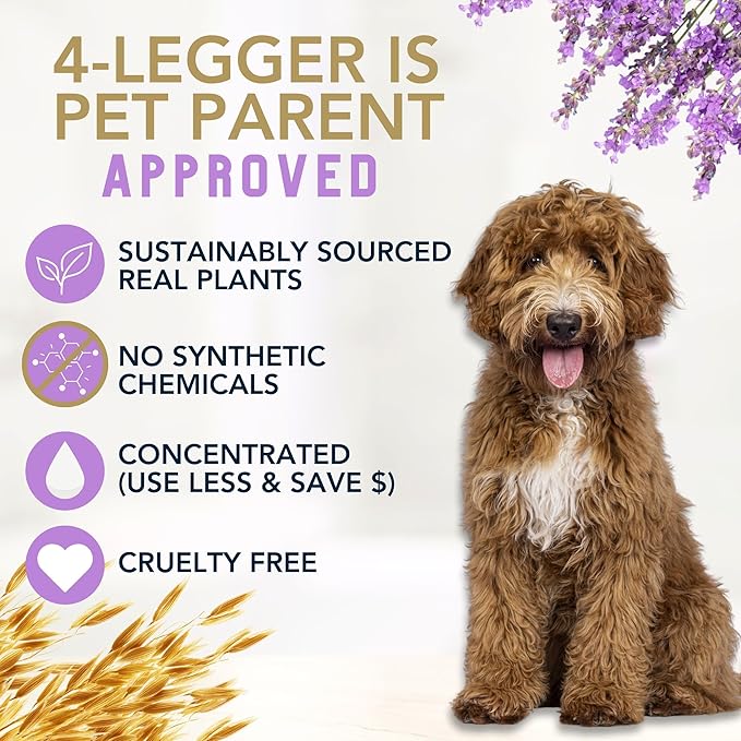 4Legger All Natural Organic Oatmeal Dog Shampoo for Itchy Skin with Aloe, Coconut & Lavender Essential Oil, Hypoallergenic, Moisturizing for Normal, Dry, Itchy, or Sensitive Skin, USA Made, 16 oz
