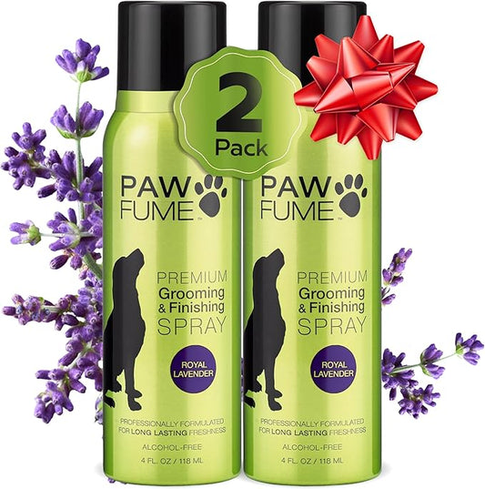 Paw Fume Dog Detangler Grooming Spray, Royal Lavender, 2-Pack – Keeps Pups Fresh All Day – Hypoallergenic, Alcohol-Free, Detangling & Moisturizing – Salon-Quality Dog Necessities for Coat & Fur Care