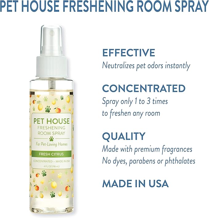 One Fur All Room Spray for Pet Odor, 4 OZ Concentrated Pet Friendly Air Freshener, Fresh Citrus, Pack of 1