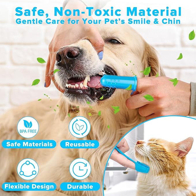 6PCS Pet Grooming Kit for Dogs,Cats and Horses | Dog Washing Gloves | Dog Bath Brush | Dog Bath Gloves | Dog Shampoo Brush | Pet Grooming Gloves | Dog Bath Supplies (Light Blue)