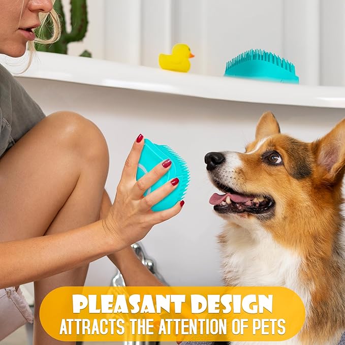 2 Pcs Dog Bath Brush With Soap Dispenser - Silicone Dog Scrubber For Bath Dogs Shampoo Brush Scrubber Dogs Soap Dispenser Exfoliating Shampoo Massage Brush