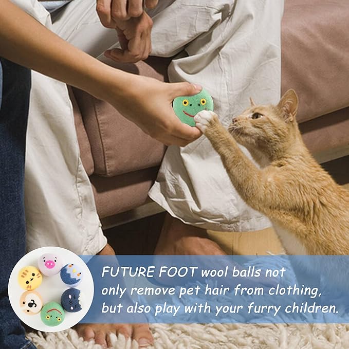 Wool Dryer Balls XL Size 6 Pack - Fun Dryer Balls with Animal Faces Handmade New Zealand Wool Balls for Dryer Cute Dryer Balls Laundry Reusable Anti Static Natural Fabric Softener