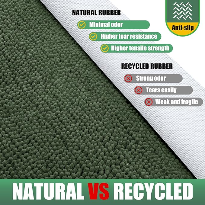 IM HOME Chenille Absorbent Outdoor Doormat 48" x 30", Washable Muddy Door Mats for Dog Non Slip Indoor Doormat Dog Mat for Muddy Paw Front Inside Doormats for Entryway Olive