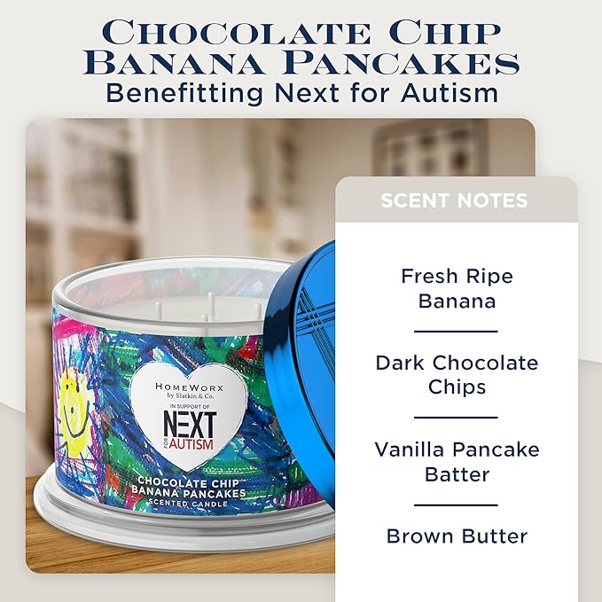 HomeWorx by SLATKIN + CO. Candle- Chocolate Chip Banana Pancakes, 18 oz. Premium Scented Candle - 30-55 Hours Burn Time