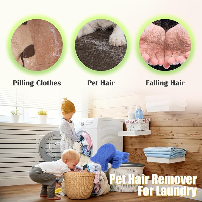 4 Pieces Pet Hair Remover for Laundry, Reusable Dog Hair Remover for Laundry, Lint & Hair Catcher for Clothes, for Washing Machines, Dryers, Bedding and Clothing-L