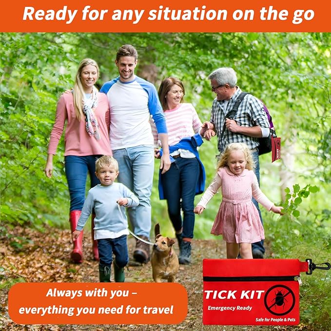 Premium Tick Remover Kit for Humans and Dogs - 54 in 1 Hiking Essentials with First Aid Case, Stainless Steel Tick Remover + Tweezers, Tick Remover Tools for Dogs Cats Pet Tick Comb