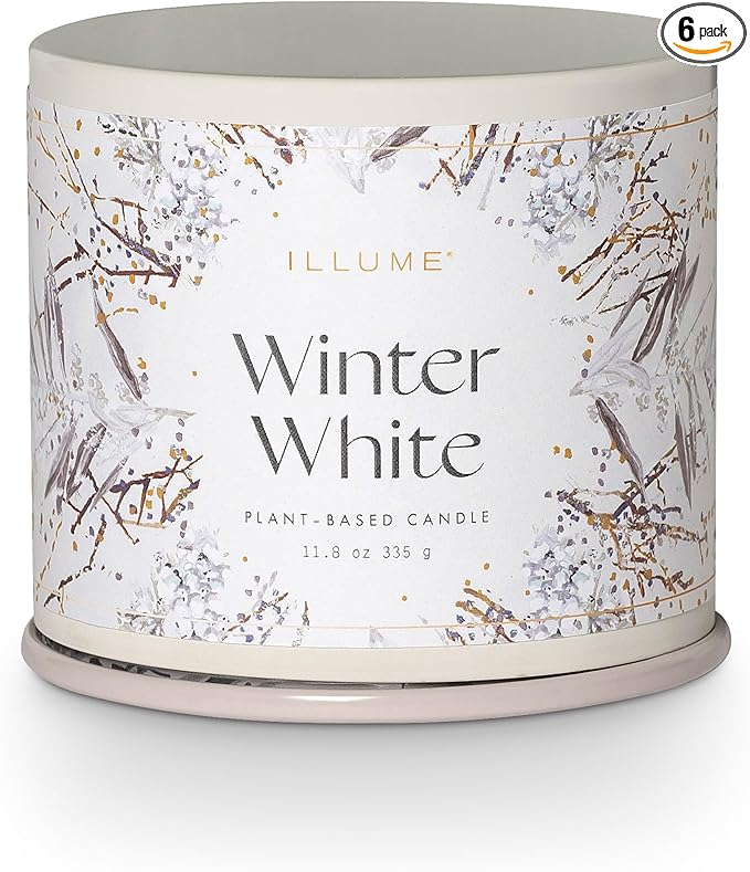 ILLUME Vanity Tin Candle, Winter White, Signature 11.8 oz. (Pack of 6)