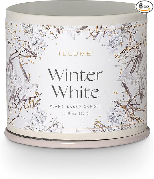 ILLUME Vanity Tin Candle, Winter White, Signature 11.8 oz. (Pack of 6)