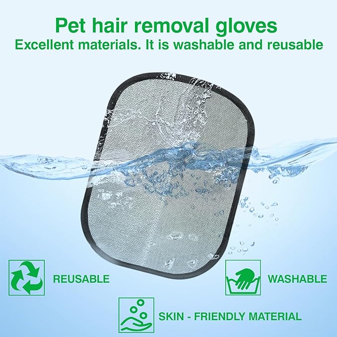 2-Pack Pet Hair Removal Gloves - Gentle Massaging & Hair Removal Tool for Cats and Dogs |It can be reused and Washed, Can Be Directly Used for Pets, Sofas, Carpets, Beds and Car Seats
