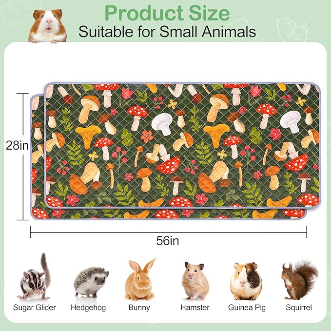 2 Pack Guinea Pig Bedding, Washable Guinea Pig Cage Liner Reusable Guinea Pig Mat Waterproof Guinea Pig Bedding for Cage, Super Absorbant Guinea Pig Pee Pads for Small Animals Hamster Rabbit Squirrel