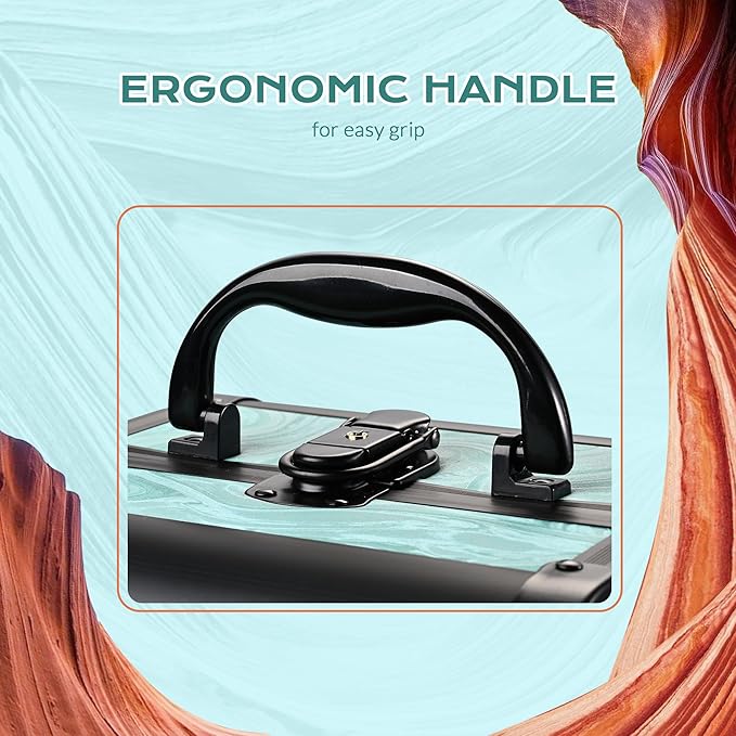 BYOOTIQUE Metal Makeup Train Case with Mirror 2-Tier Trays Lockable Nail Storage Organizer Jewelry Box for Beautician Manicurist Salon,CoyoteButtes Vitality