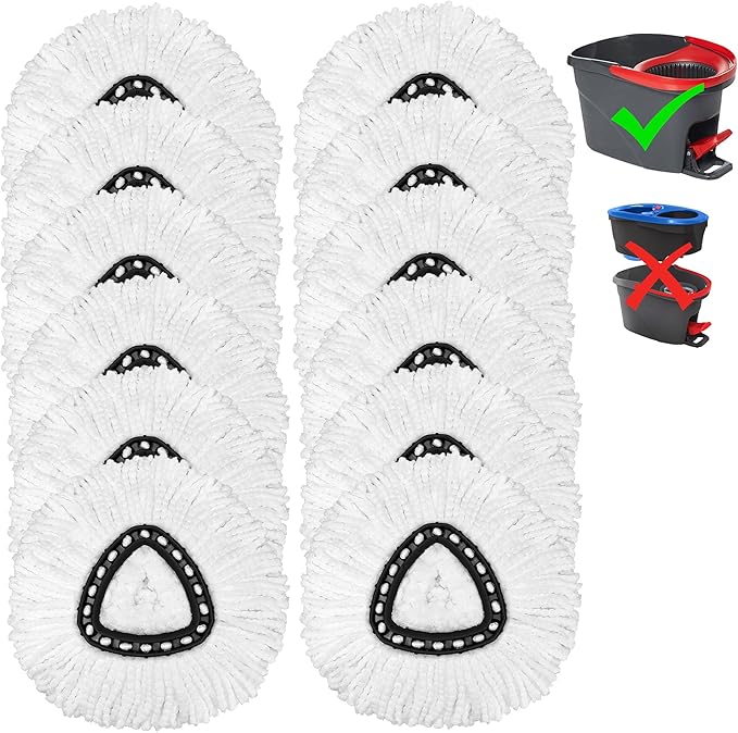 Best Value 6 Pack High Quality Replacement Micro Mop Head Refill For Standard Universal Spin Mop, Anti-abrasive Microfibers No Scratch-Round Shape Standard Size-6 Pack