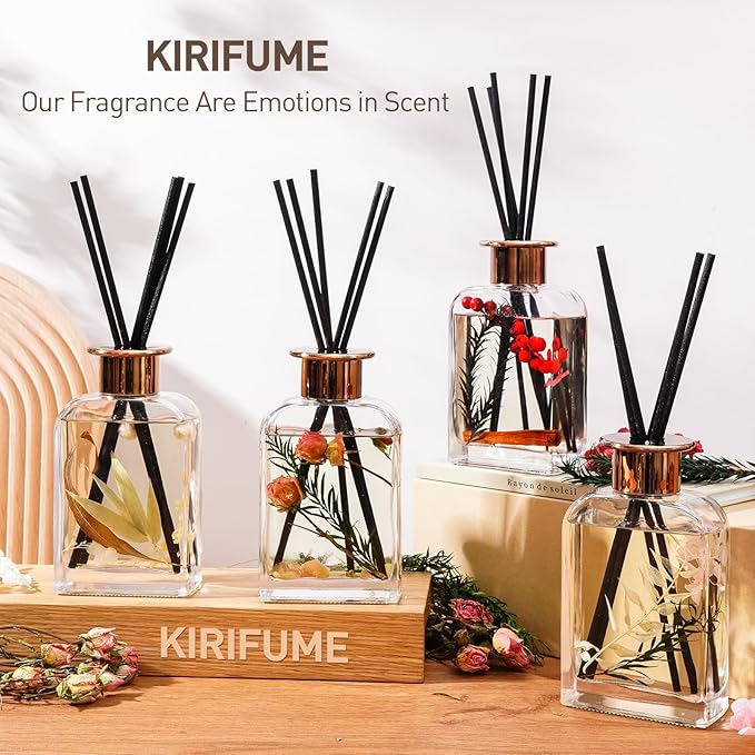 Rose Petal Botanical Essential Oil Reed Diffuser Set/6.7oz/Floral Nuances of Roses,Sage,Ruscus/Decorative Air Freshener/Home, Office, Room Décor/Aromatherapy Gift/Scentsy Home Fragrance