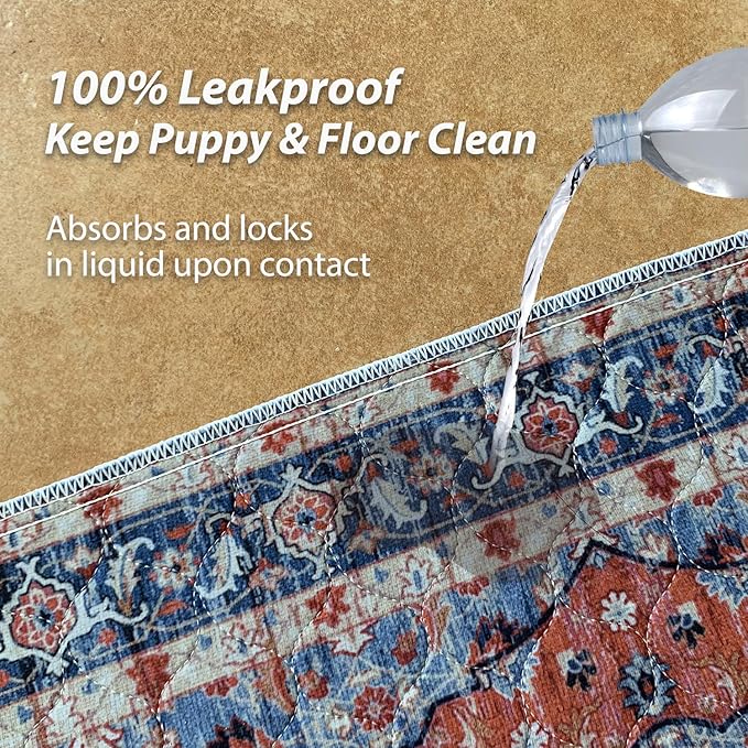 nunubaby 2PACK Washable Pee Pads for Dogs, Stylish, Non-Slip and Leak-Proof Pee Pads. Reusable Potty Pads for Dogs for Crates and Floors.(Red/Floral, 72" x72")