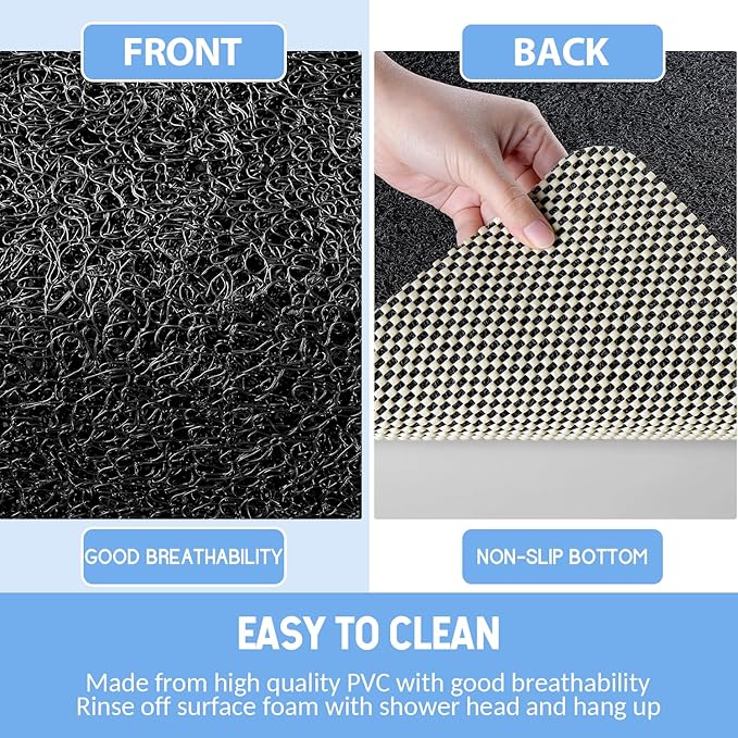 Non-Slip Bathtub Mat, Anti Slip Shower Mat, Fast Drying Bathtub Mats, Foot Scrubber Mat, Anti Slip Mat for Tub, Floor, Bathroom, Kitchen, Home, Hotel (Black 32"×17")