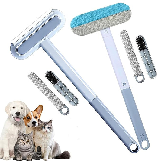 2 Pcs Pet Hair Removel Tool,4 in 1 Multifunctional Pet Dog and Cat Hair Removal Broom, Cleaning Brush for Furniture, Couch, Carpet, Clothes,Window, Reusable Washable