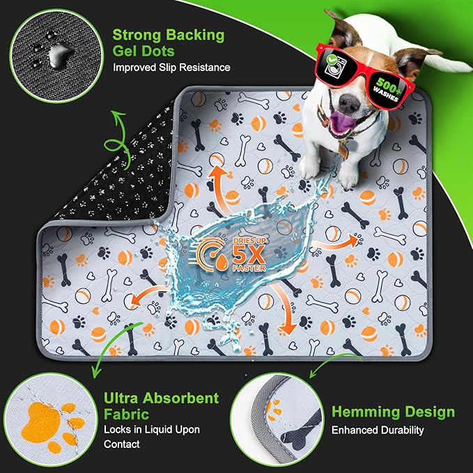 Hompet Dog Grass Pad with Tray Large, 29"x20.5", 2 Reusable Artificial Turf for Dogs Potty, Waterproof Non-Slip Washable Pee Pads, Quickly Absorbency Portable Dog Litter Box for Indoor/Outdoor Use