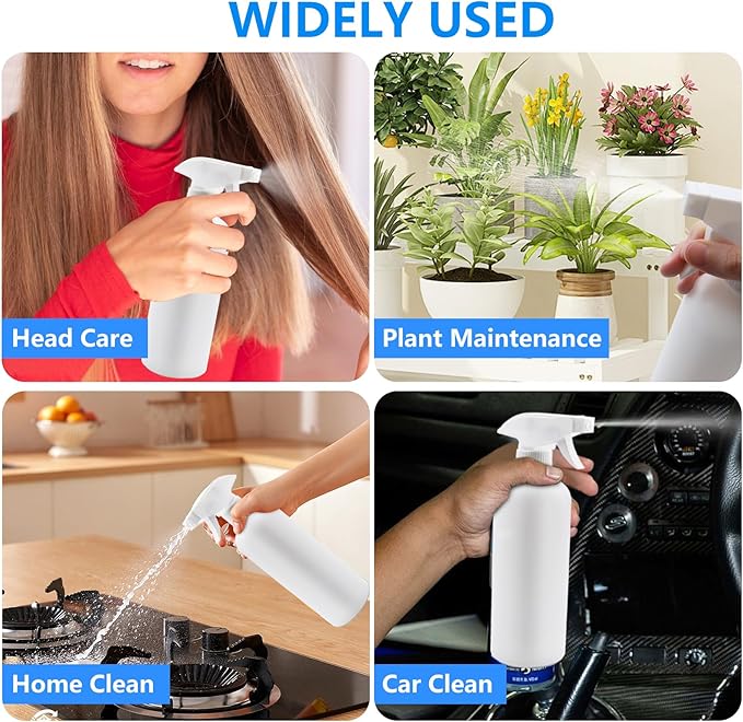 2 Pack of 16.4oz (500ml) Plastic Spray Bottles – Leak Proof, Adjustable Nozzle, Empty Spray Bottles for Cleaning Solutions-Squirt Bottles for Plants, Pet, Vinegar, BBQ