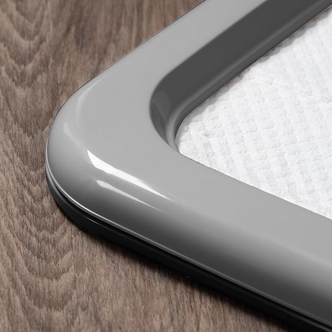 IRIS USA Pee Pad Holder - for Regular Sized Dog and Puppy Pee Pads, Secured Latches, Non-Skid Feet, Polished Finish for Easy Cleaning, Leak Protection, Fits 22"x22" Pad or Larger, 2 Pack, Black/Gray