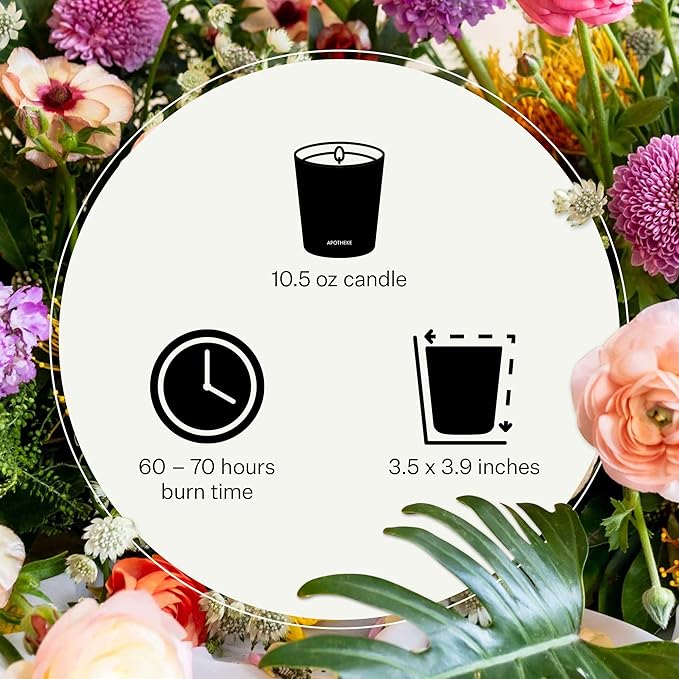 Apotheke Signature Candle Scented Candles for Home, Bitter Cherry - 10.5 oz Seasonal Soy Wax Jar Candle - Long-Lasting Fall Scented Fragrance with Perfume-Grade Fragrance Oils