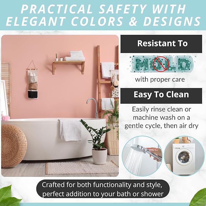 ENKOSI Bath Mat - Large Non Slip Bathtub & Shower Mat - Extra Long 40 x 16 Inch Bathroom Mats for Tub Nonslip Anti Slip Bathmats (40x16 Baby Pink 1-Pack)