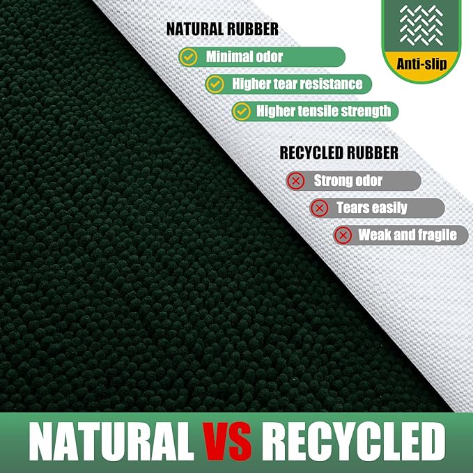 IM HOME Chenille Absorbent Outdoor Doormat 36" x 24", Washable Muddy Door Mats for Dog Non Slip Indoor Doormat Dog Mat for Muddy Paw Front Inside Doormats for Entryway Dark Green