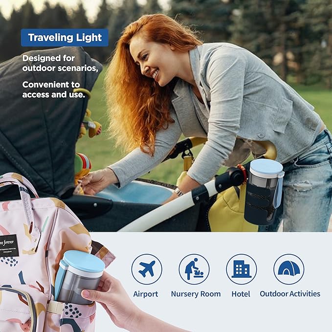 YOTIME Travel Bottle Brush Set, 6 in 1 Bottle Cleaning Kit with Silicone Bottle Brush, Nipple Cleaner Brush, Straw Brush, Soap Dispenser, Bottle Drying Rack and Storage Box, Blue