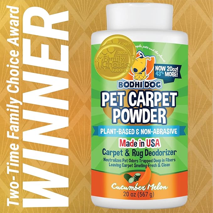 Bodhi Dog Natural Carpet Deodorizer Powder - Dry Pet Smell Eliminator & Urine Odor Remover - Loosens Fur & Dirt - Plant-Based Room Freshener for Vacuuming Home with Pets - Cucumber Melon (Pack of 1)